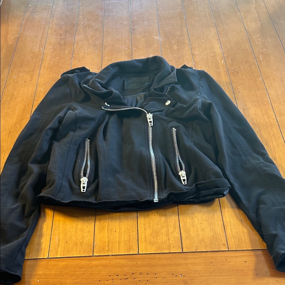 Blank NYC Black Leather Jacket with Silver Zippers - Picture 1 of 1